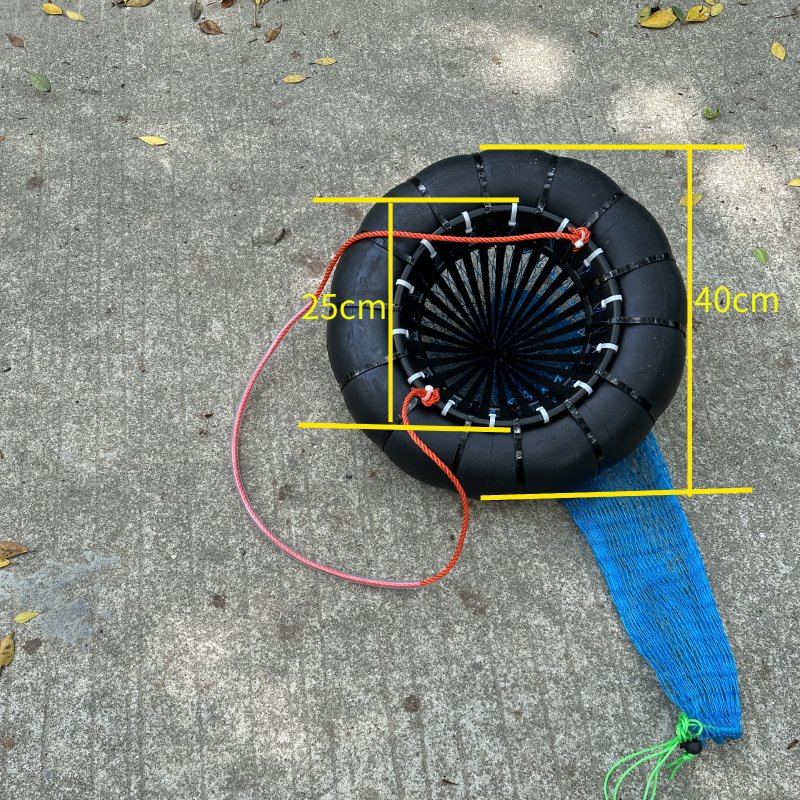 Outdoor fishing nets for shrimp, crab and fish protection to jump to sea and squirt fish bags to dive