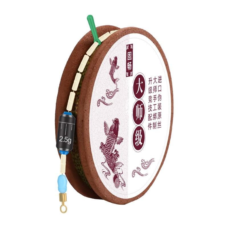 Blank-lined fishing line packs with a full set of regulars tied to the main line of fishing gear