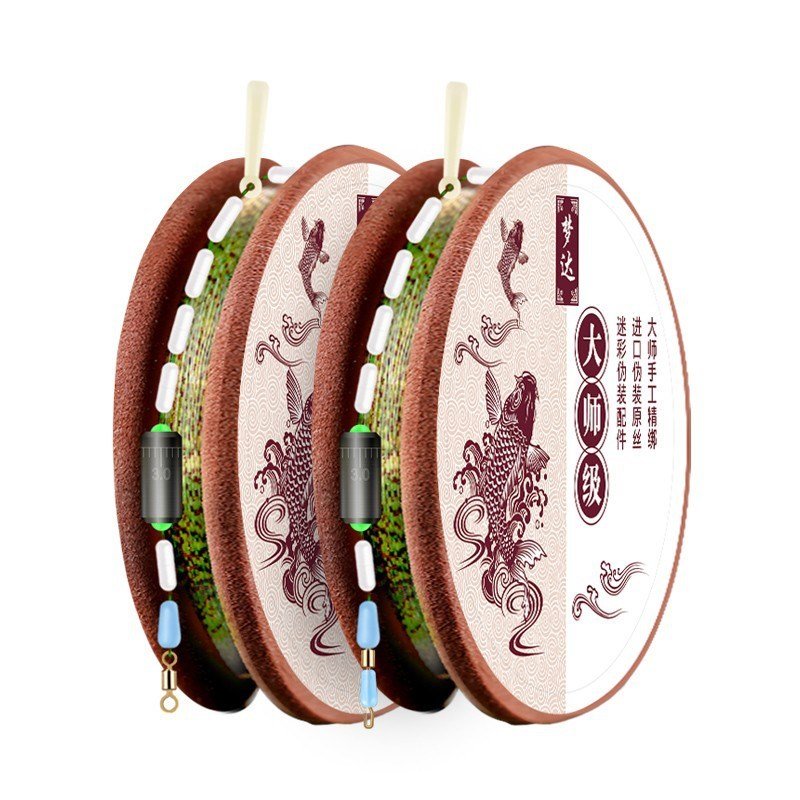 Blank-lined fishing line packs with a full set of regulars tied to the main line of fishing gear