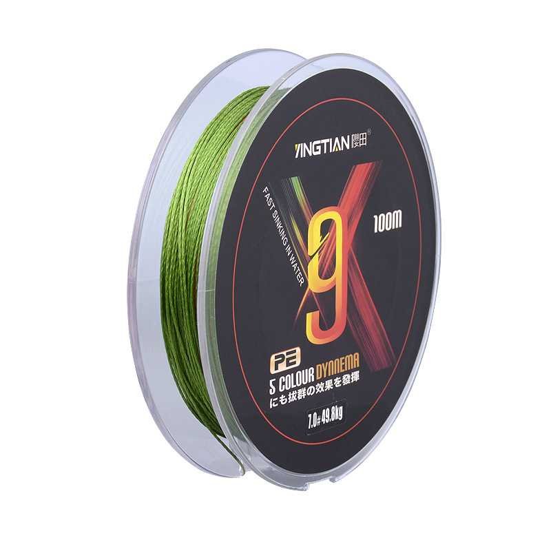 Sakura's X9 line, 100m, 9m, 9m, and the PE-weaved main line
