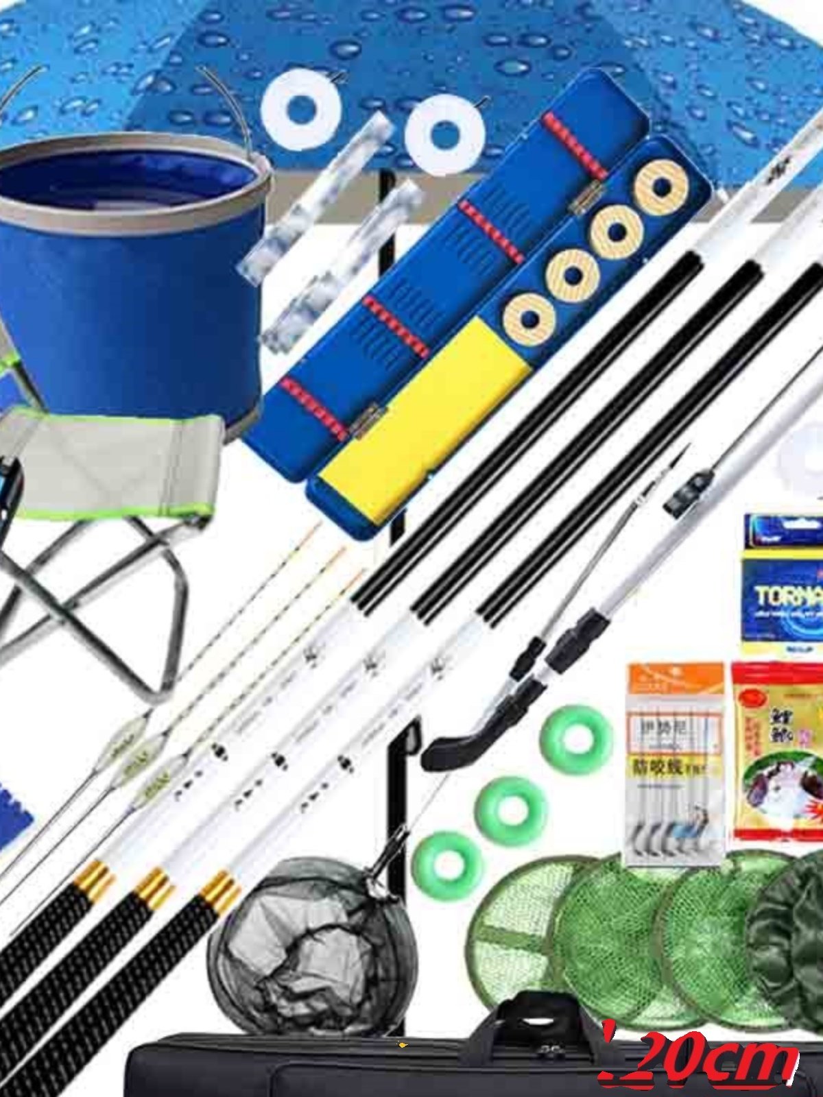 Japanese imports of a new set of dawa fishing poles with a full set of tripling gears