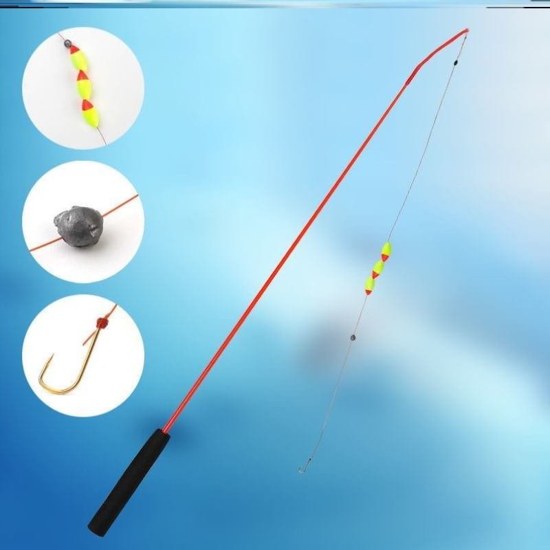 A mini-fish pole, a small rod, a short rod, a micro-stretch, a child fishing pole