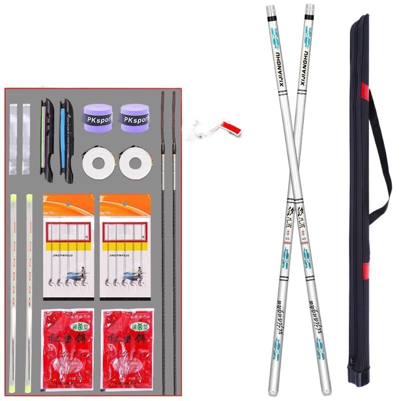 A fishing gear kit for a 28-temperature carbon-condensed poles and a streaming pole with a very light and very hard rods