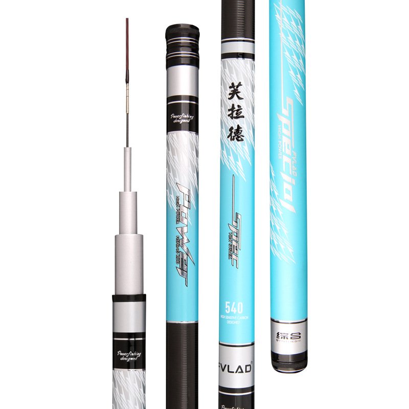 A black-and-a-hard-hand rod, carp pole