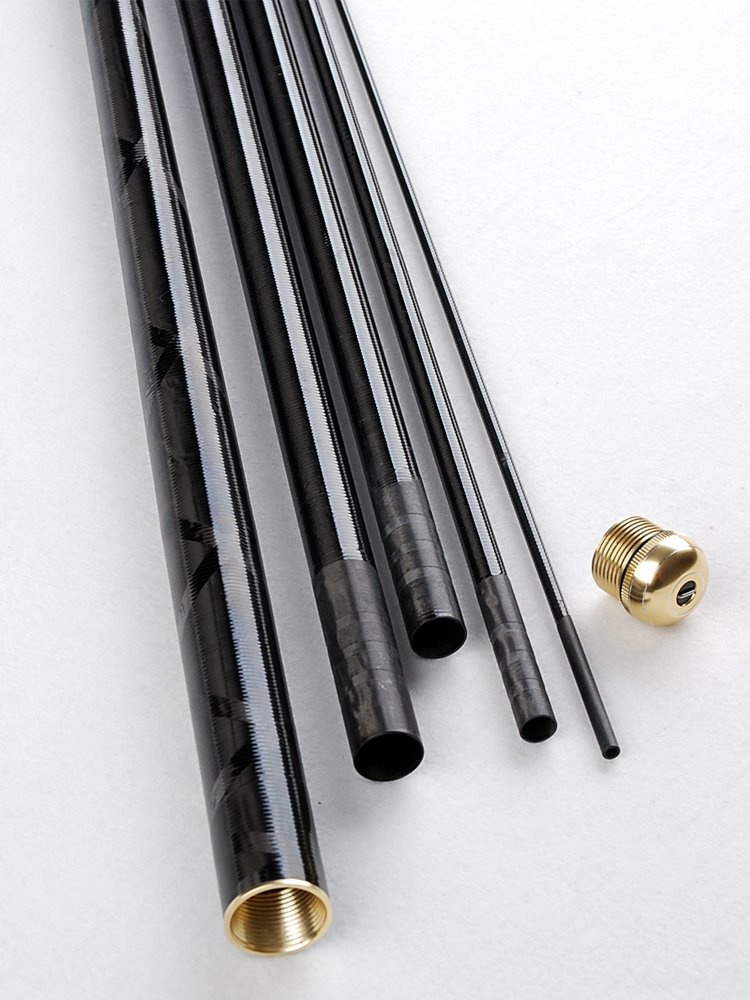 A big, black stick and a small, super-light, super-hard, 28-tall, black-pit fishing pole