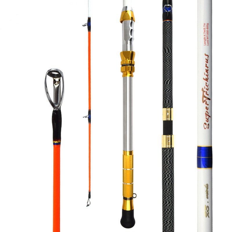 4.7 meters of poles, gear fittings for sea rods, glass and steel super-rigid poles for seafish