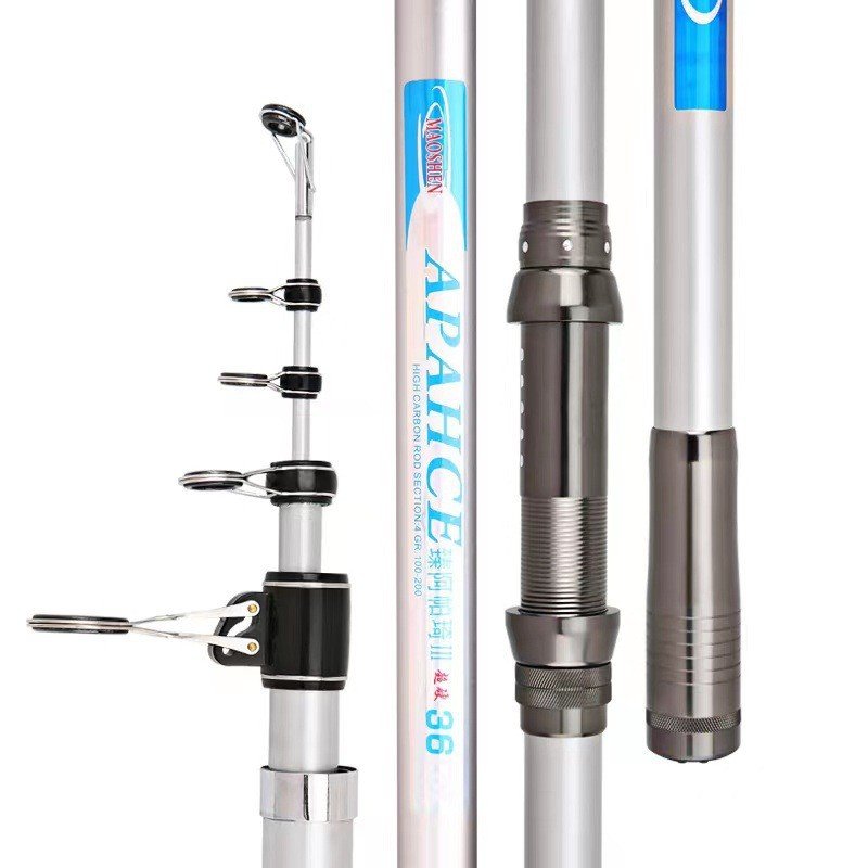 Carbide rods and Apache poles, long and hard-wire poles, 3.6-5.7 metres. Fish rods