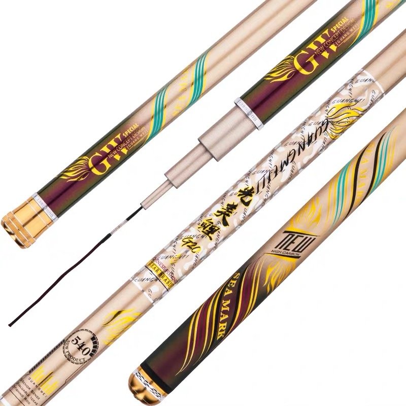 QUEENFISH POLES, G-20S, CARP CARP CARBS, 28-TWICE BLACK PITS, BIG STONE POLES