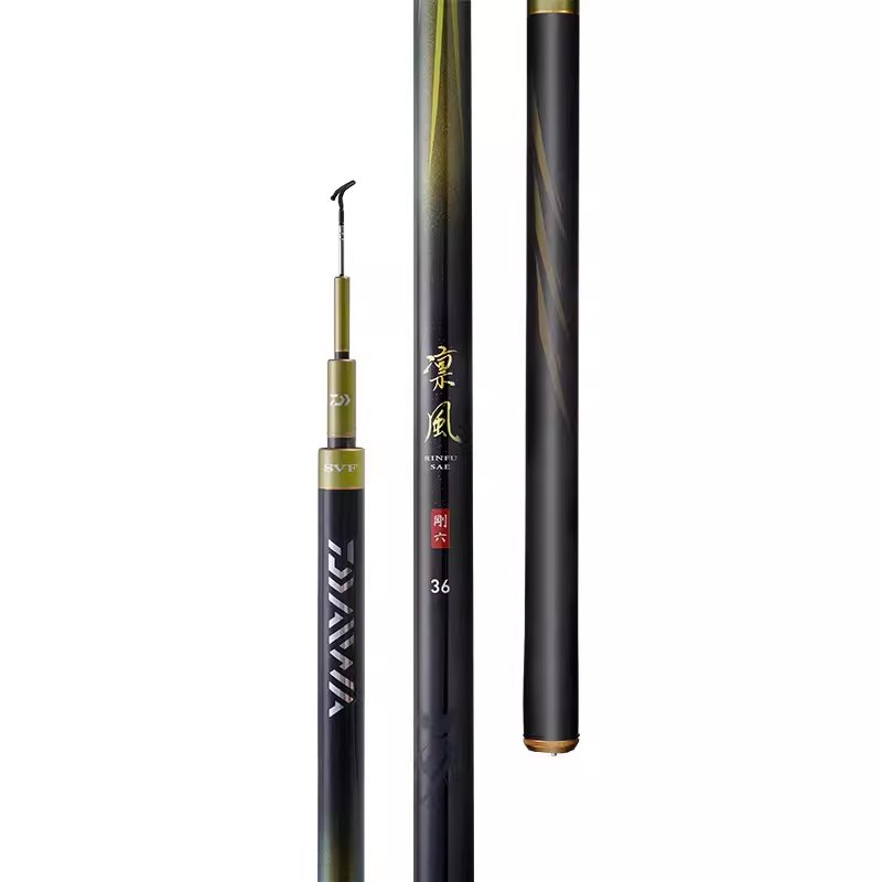 THE NEW DAIWA-BILLION-WATT-A-WATT-A-WATT-A-HALF-DAVA-DAVID POLE, 19-TWILIGHT BLACK PIT RODS AND FISH RODS