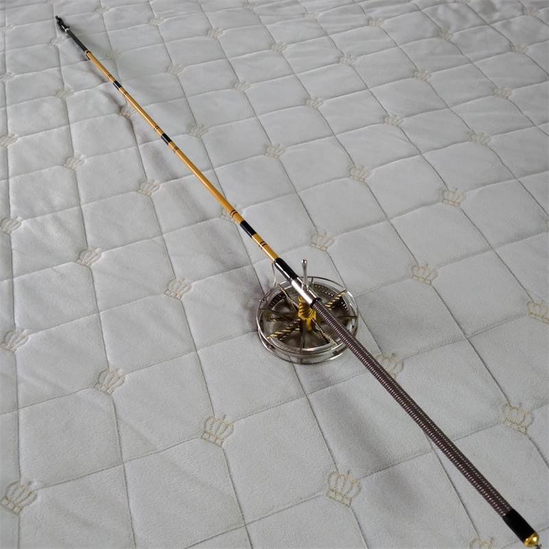 A porcelain conductor full of three-and-a-half-metre super-thirty-seven-moder carbon-condensed fishing pole