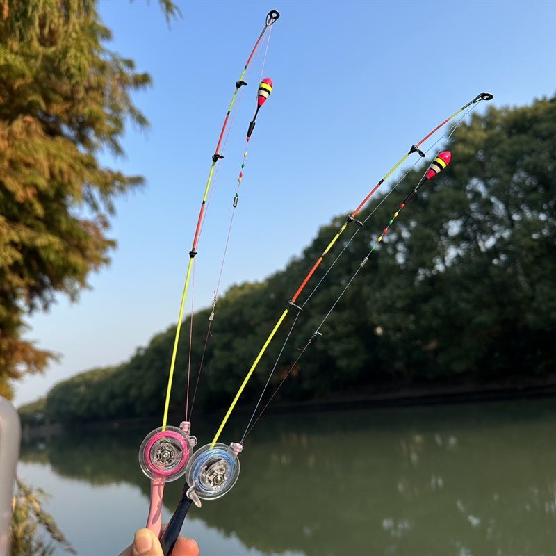 Homemade super-short mini-fishing poles with dailies