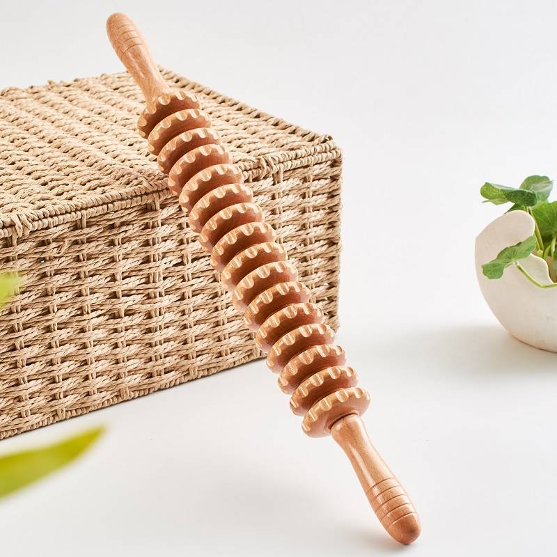 Japanese wooden muscle relaxation wolf tooth rod massage roller gymnobalia yoga stick skinny leg cervical roller