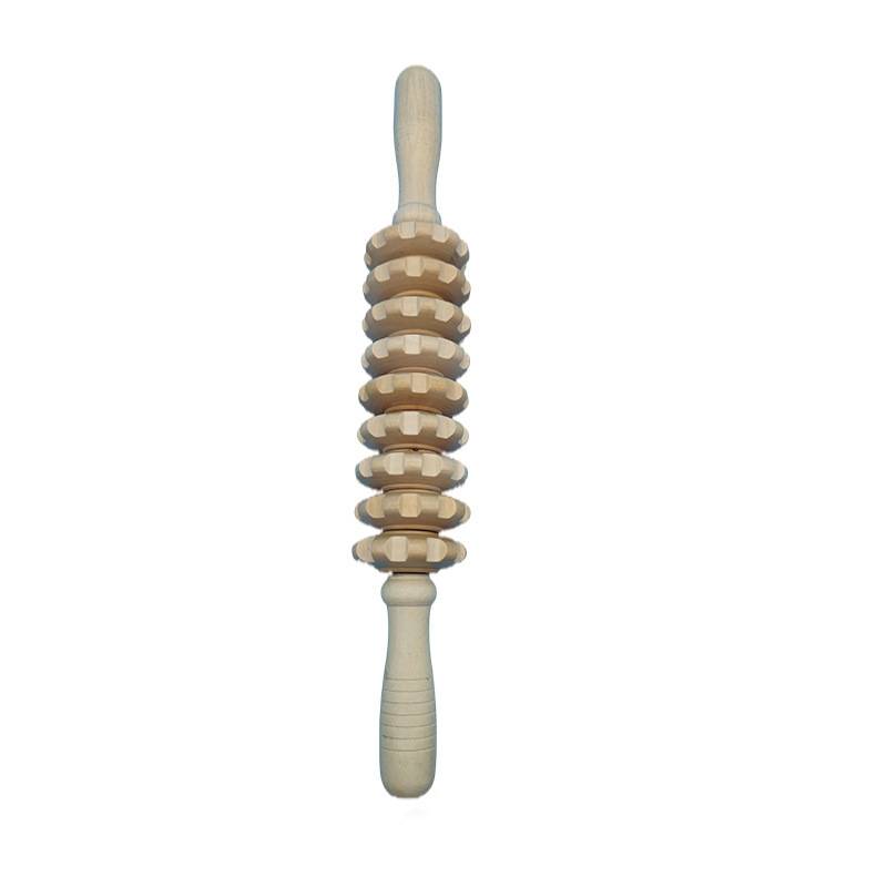 Wooden muscle relaxation wolf tooth rod massage rolling axis fitness meridian yoga stick stabilization neck roller wheel massage stick