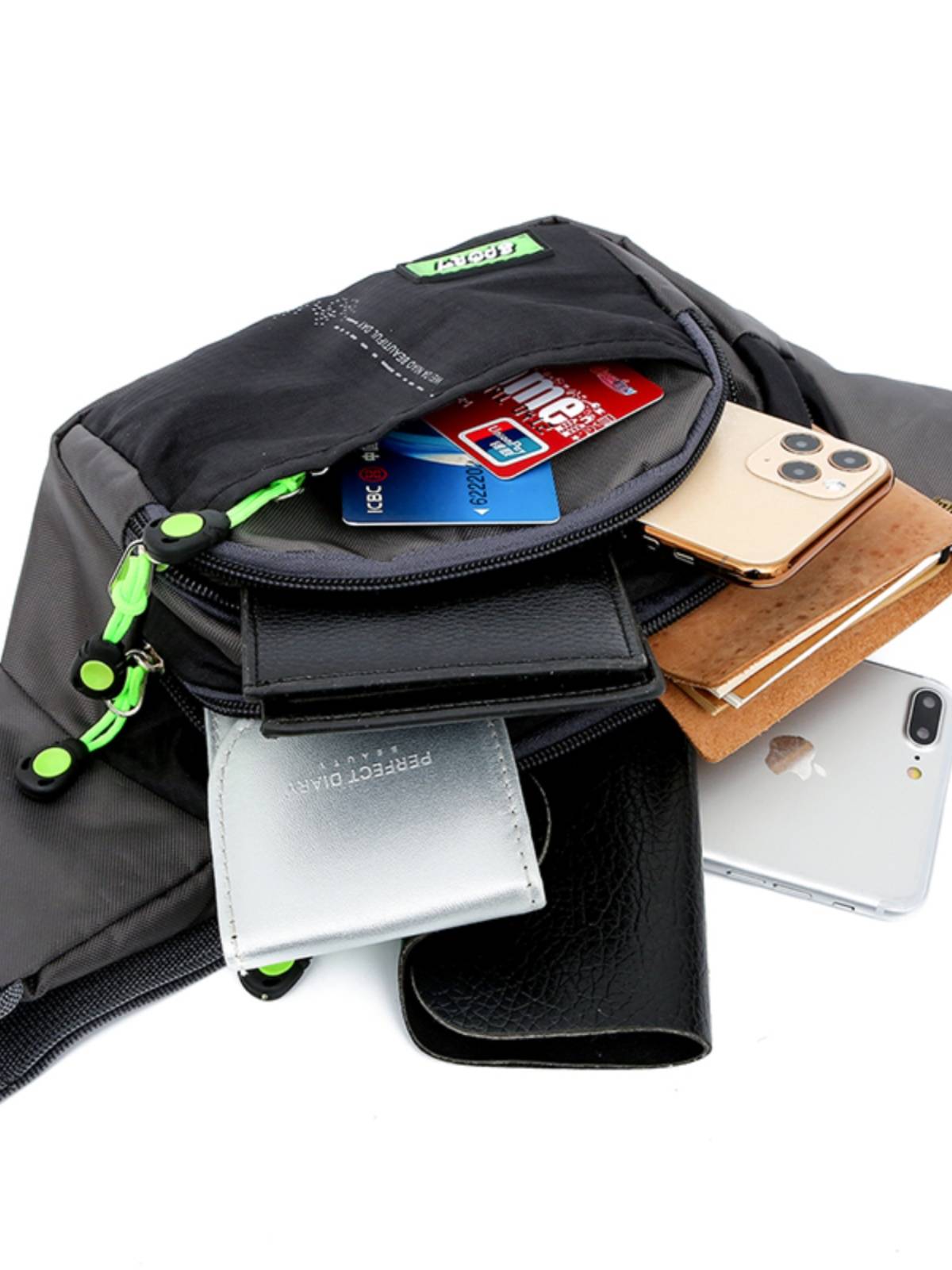 Travel running simple outdoor cycling large -capacity multi -layered pocket waterproof lightweight custom printing gas station collecting money