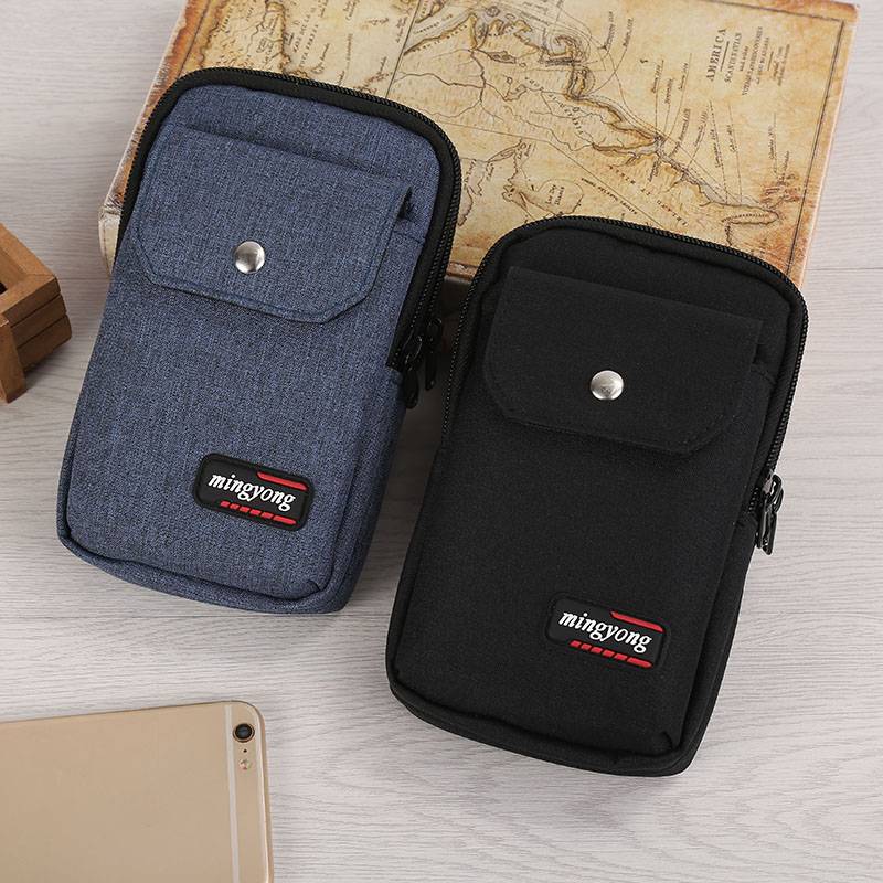 The new pocket men's multi -function wearing belt construction site dry mobile phone bag small mini running large capacity small shoulder bag