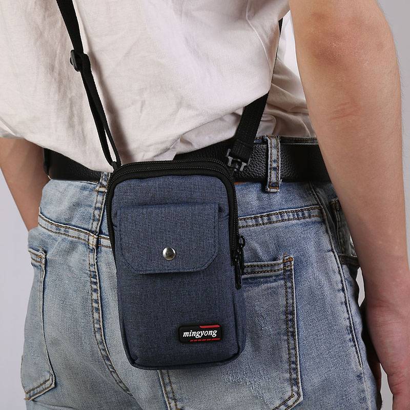 The new pocket men's multi -function wearing belt construction site dry mobile phone bag small mini running large capacity small shoulder bag