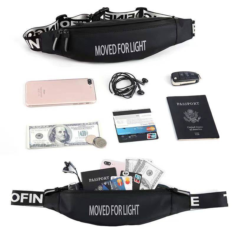 A sports bag for a woman with a water-proof belt and a one-shoulder man with a gym slop and a multi-purpose waist bag
