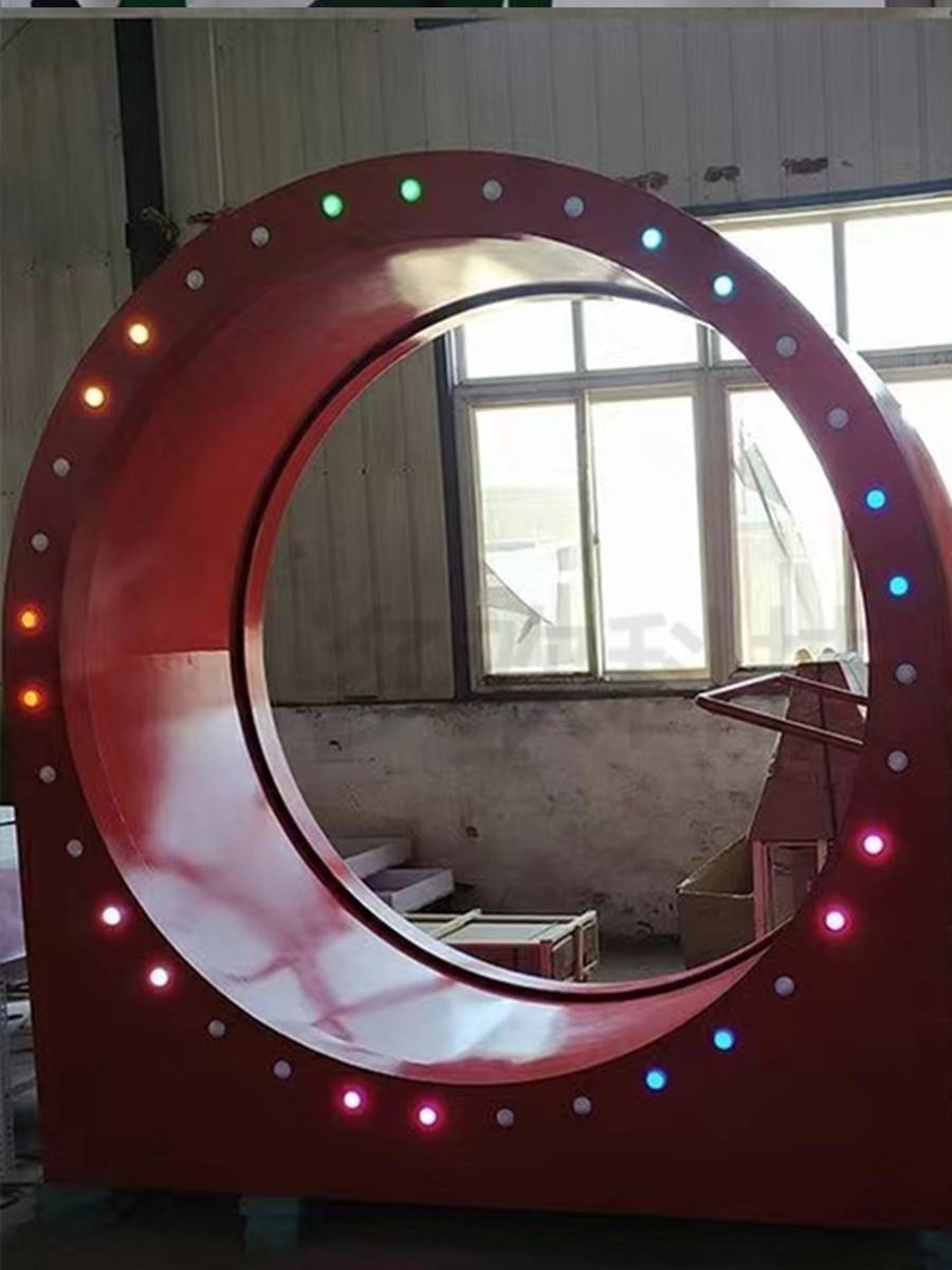 Stainless steel roller real -life hamster treadmill light -emitting drumless kicking tube outdoor amusement equipment Roller rowing machine