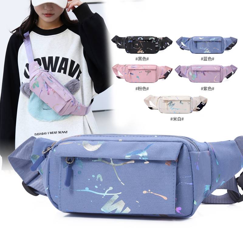 Women's Outdoor Sports Tide Brand Pightns Pack, Running Fitness Mobile Phone Pack, Graffiti INS Fashion Small chest bag