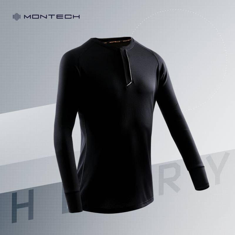 Single -directed outdoor Henry leads a single long -sleeved long -sleeved winter warm anti -static running breathable fast -drying T -shirt
