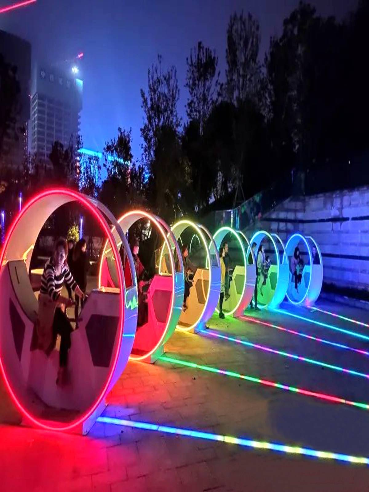 Bicycle Fountain Scenic Area Park Power Generation Bicycle Net Red Pashing Device Outdoor Powerful Amusement Equipment Customization