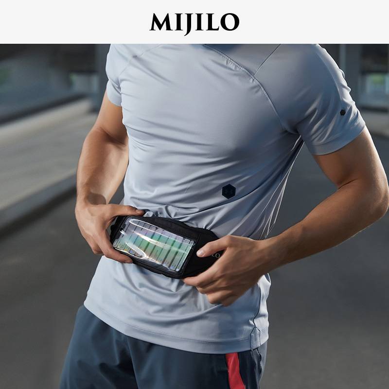 Mikelo mijilo touch screen sports waist bag men's running fitness outdoor bag 7 -inch ultra -thin hidden waistbar bag