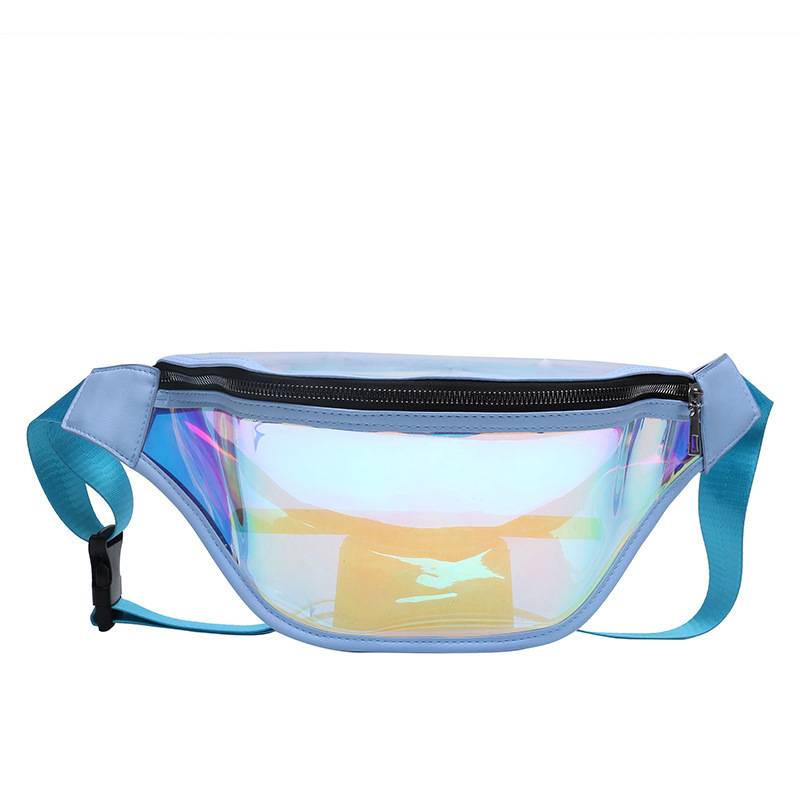 New sports waist bag running mobile phone waterproof small bag spring transparent swimming storage messenger chest bag laser waist bag