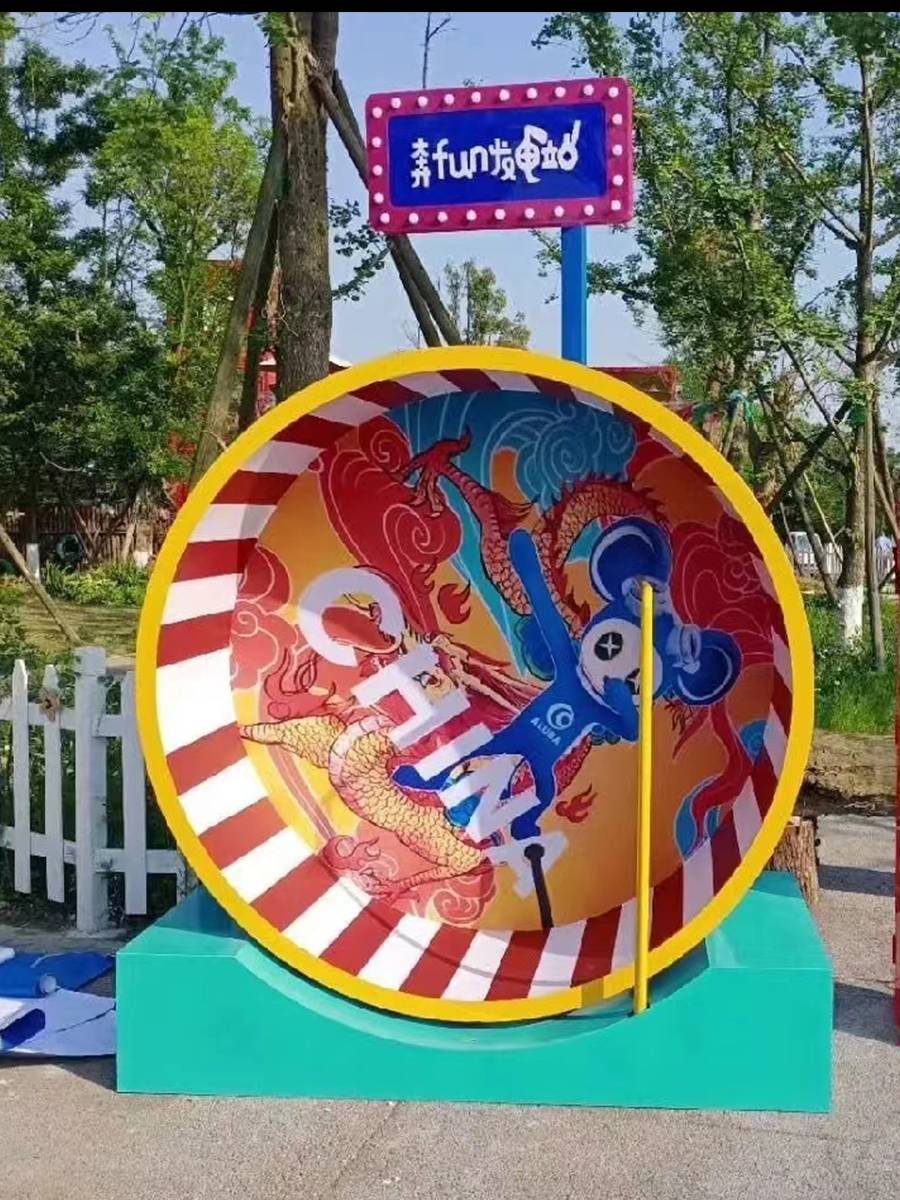 Real hamster drum treadmill net red rotor large -scale non -power pedal light -emitting power generation outdoor amusement equipment
