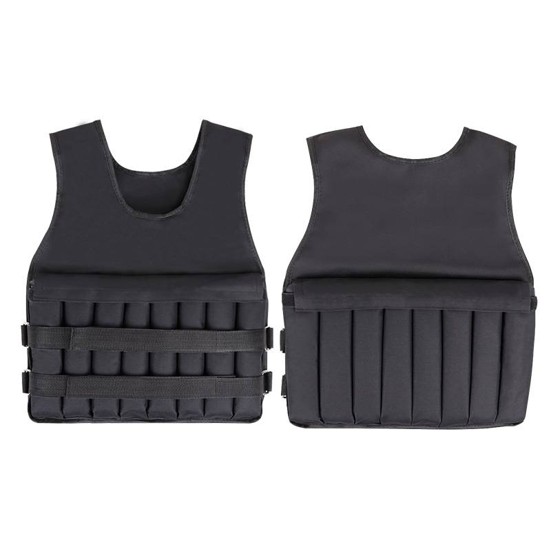 A man and a woman with a heavy vest that regulates the weight of sandsuits and invisible heavy equipment