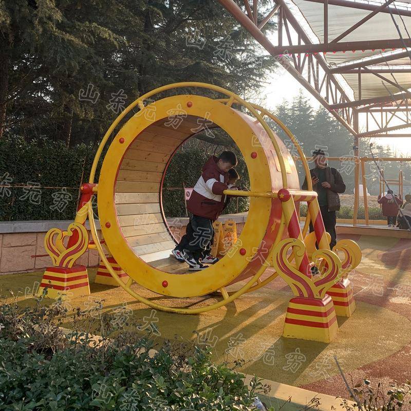 Outdoor amusement equipment Stainless steel roller treadmill shopping mall park non -power pedal glowing beauty Chen