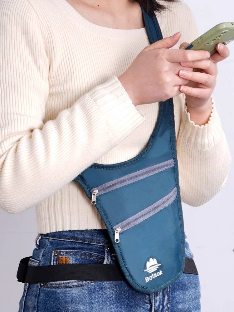 Travel close -up anti -theft waist bag men's and women's underarms passport documents money stealth running sports shoulder mesengers travel travel