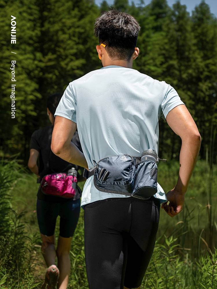A sports waist bag with multi-purpose waterproof outdoors for men and women riding on a mountain marathon mobile phone with a kettle
