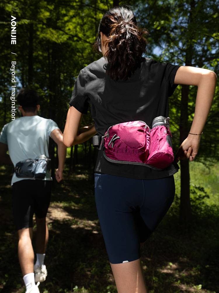 A sports waist bag with multi-purpose waterproof outdoors for men and women riding on a mountain marathon mobile phone with a kettle