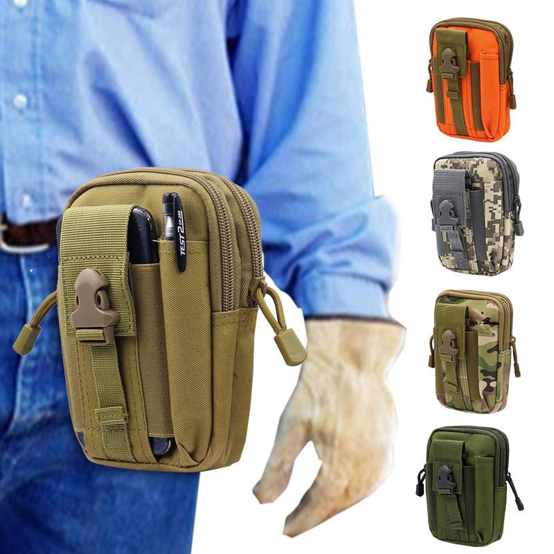 Outdoor leisure sports tactical waist bag men's mobile phone bag wears belt climbing camouflage bag vertical waist bag large capacity