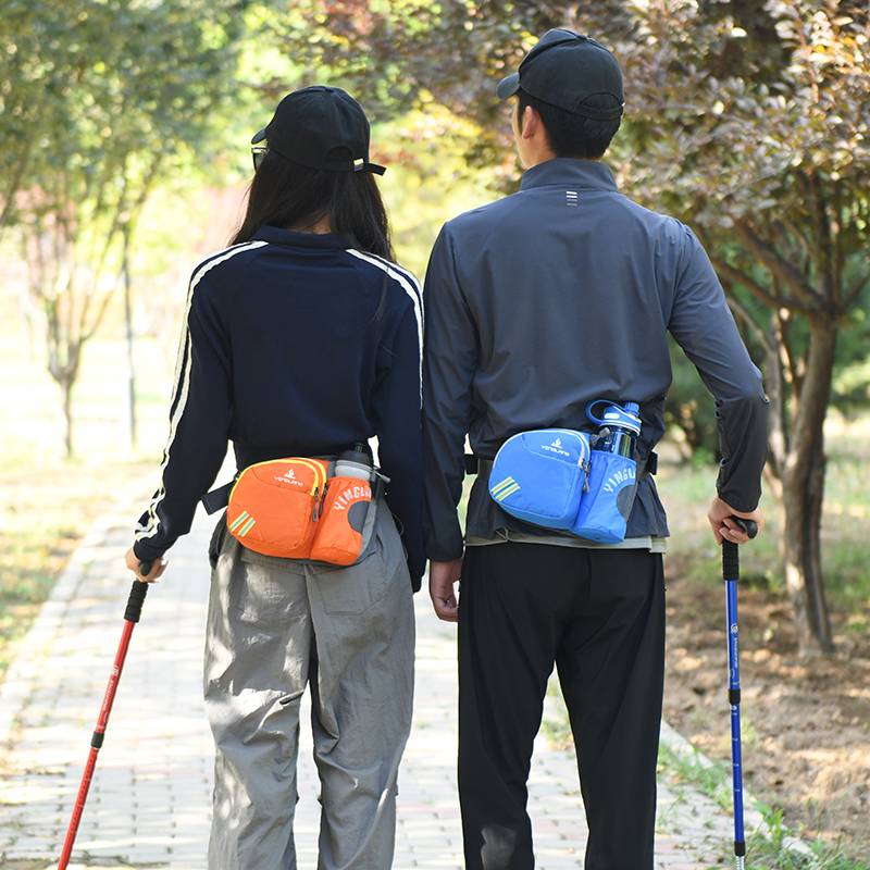 A running waterpot for a man with a backpack for a multi-purpose trip to the mountains
