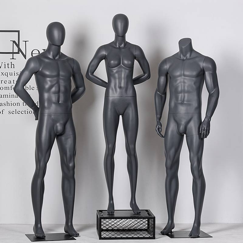 Muscle sports model props, men and women's whole body combination clothing model rack gray running running display show fake