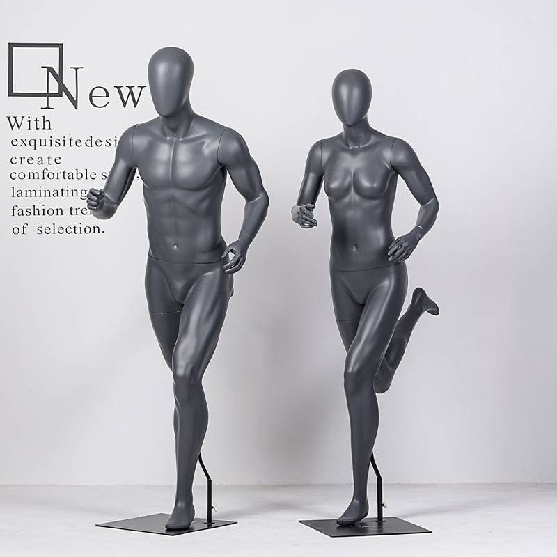 Muscle sports model props, men and women's whole body combination clothing model rack gray running running display show fake
