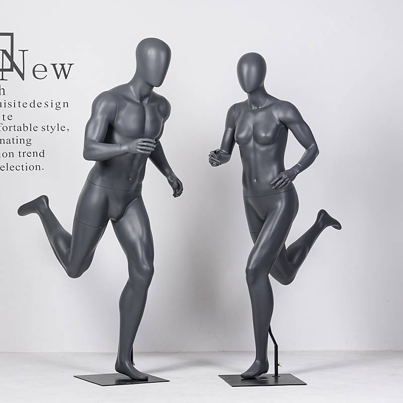Muscle sports model props, men and women's whole body combination clothing model rack gray running running display show fake