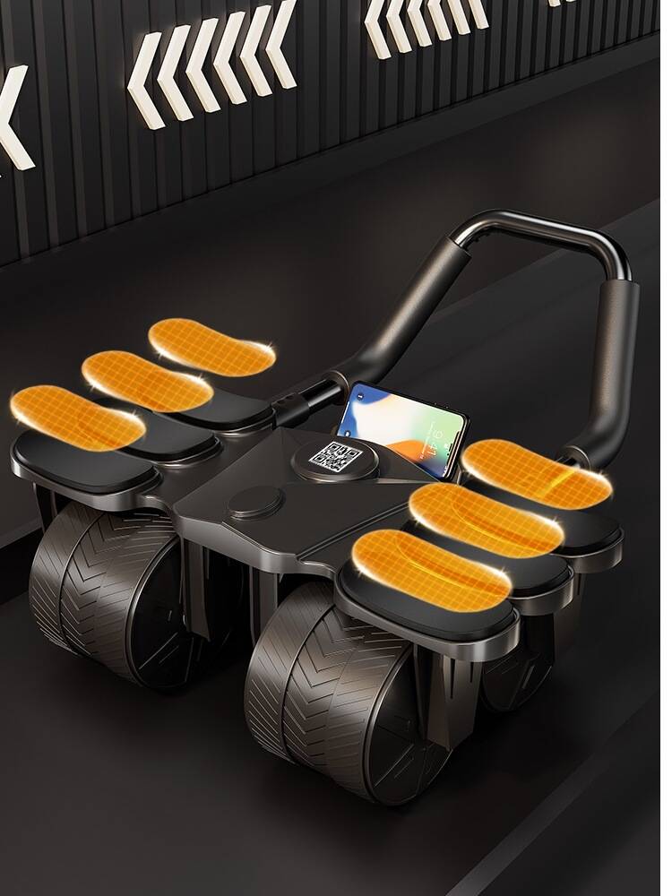 The new four -wheeled abdomen wheel automatic rebound training abdominal muscle artifact male and female household roll belly thin belly sports equipment