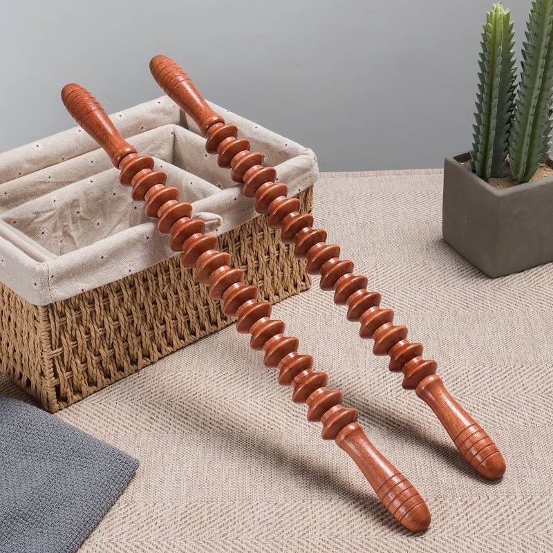 Japanese wooden yoga roller massage stick lumbar cervical vertebra, back and legs, wood meridian meridian fitness massage device