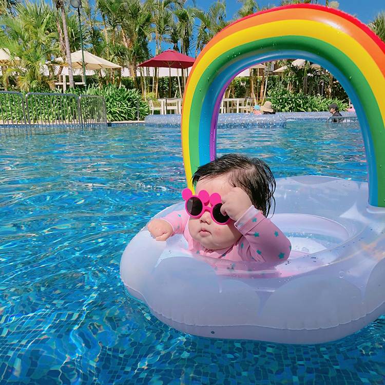 Children's swimming ring hot spring, booming thickened and full -band safety baby swimming ring with rope children, baby drama water