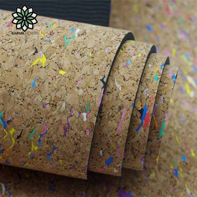 Giveop new 6mm colorful pattern model natural cork yoga cushion TPE yoga anti -slip and thick fitness