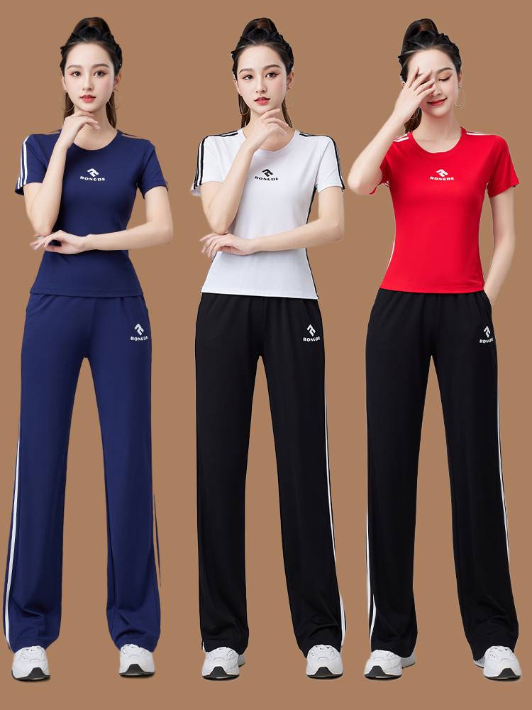 Plaza dance set female 2024 new Yang Liping summer fitness operation clothing pure cotton sports dancing dancing clothes