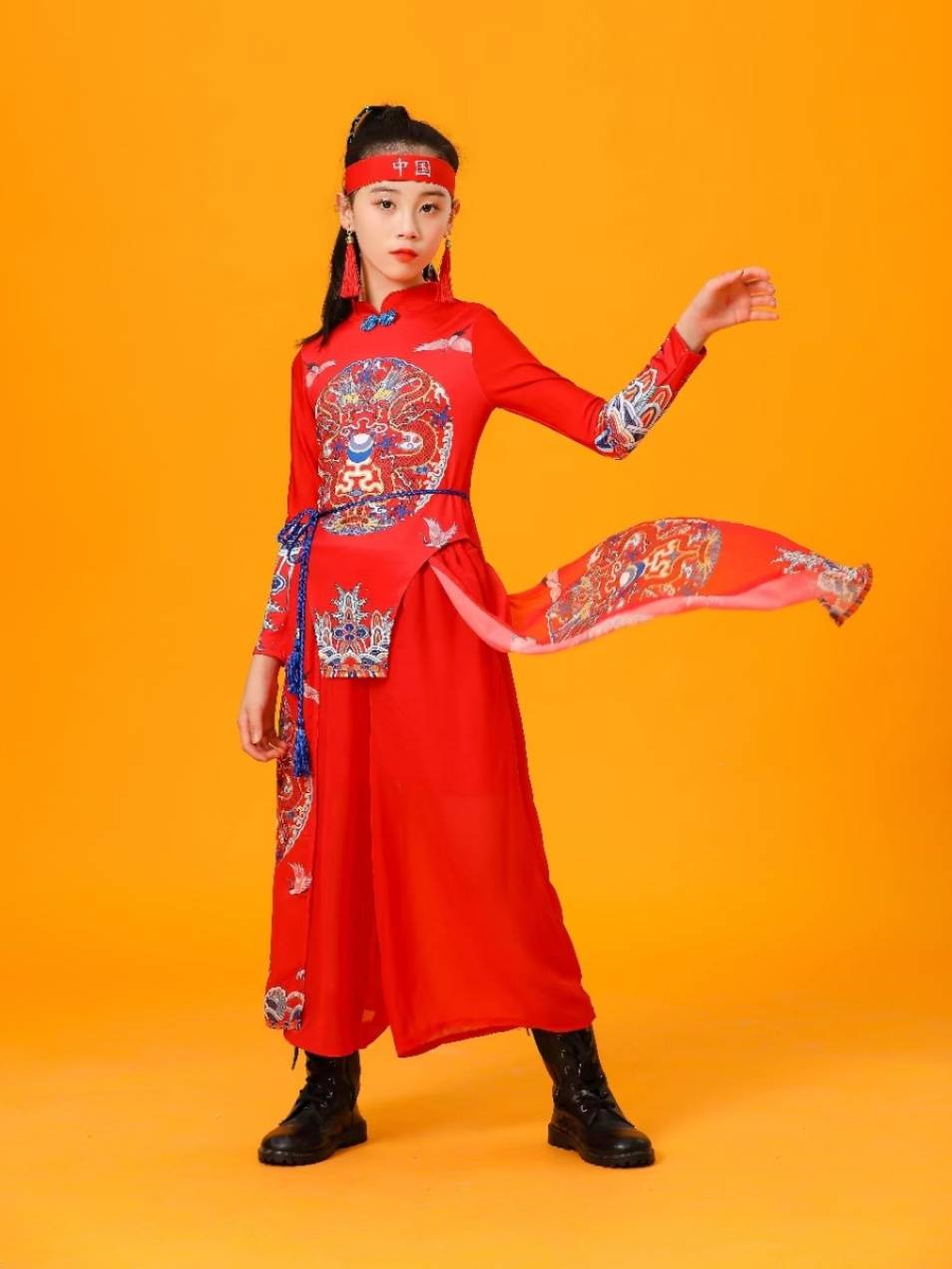 Adult gongs and drum team playing service service Chinese wind waist drum team uniform primary and secondary school student sports meeting bodybuilding suit
