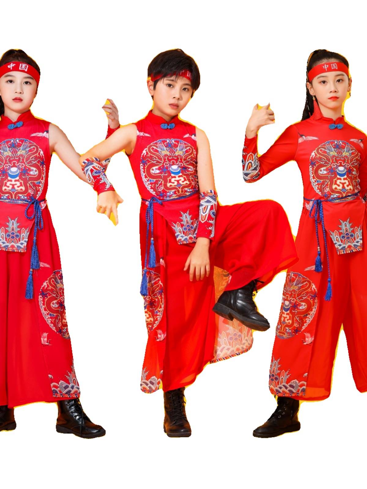 Adult gongs and drum team playing service service Chinese wind waist drum team uniform primary and secondary school student sports meeting bodybuilding suit