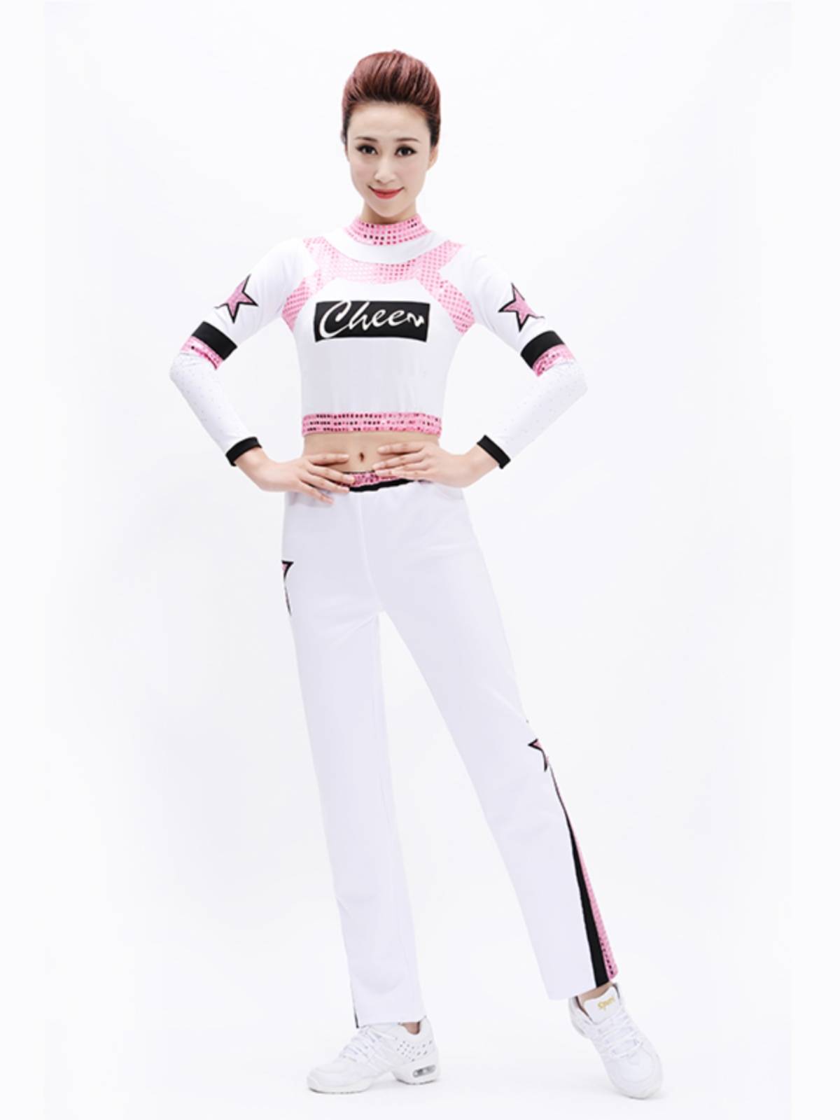 Athletic gymnastics clothing performance clothing female fixed la la la la la la lasses women's skirt suits white cheerleading team design