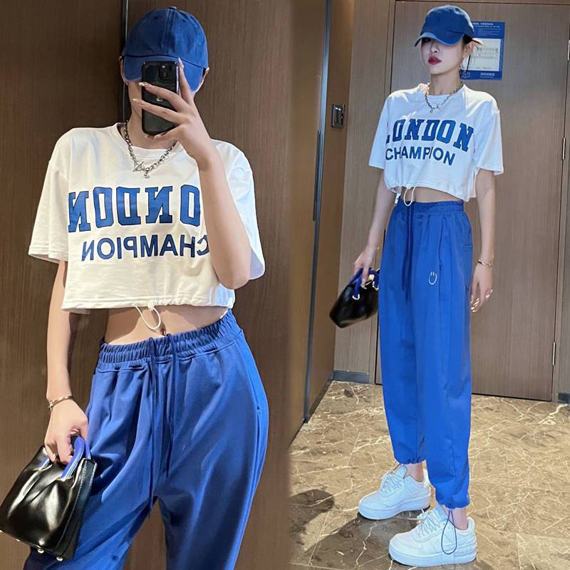 Internet celebrity jazz dance clothing female summer modern dancing fitness clothing cheerleading student performance jazz hip -hop suite
