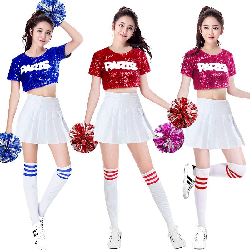 Korean-style cheerleading ladies in adult fine-sweets, college-school cheerleaders dance costumes