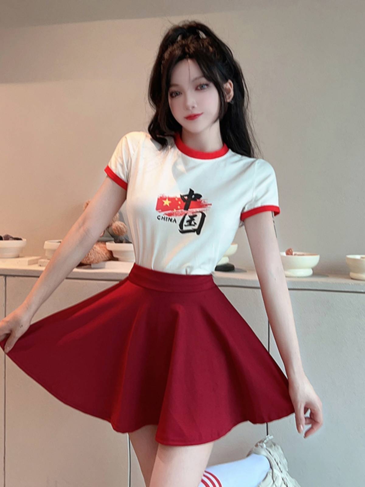La La team clothing women's group adult middle school student sports meeting Lala team la la la la la showing dance bodybuilding suit