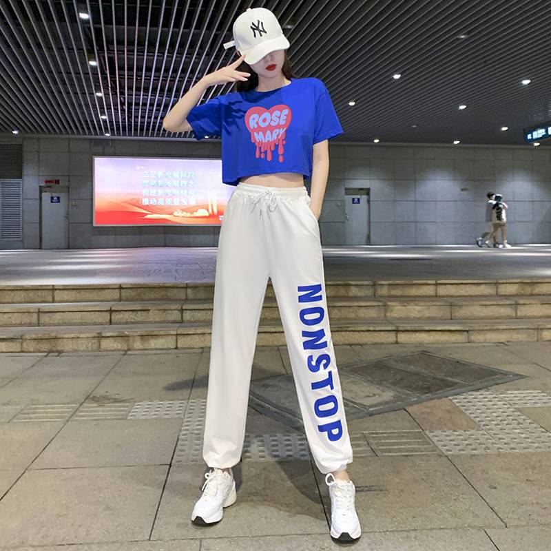 Jazz dance clothing women sexy umbilical short -sleeved top adult goninnia set cheerleader performance service modern dance